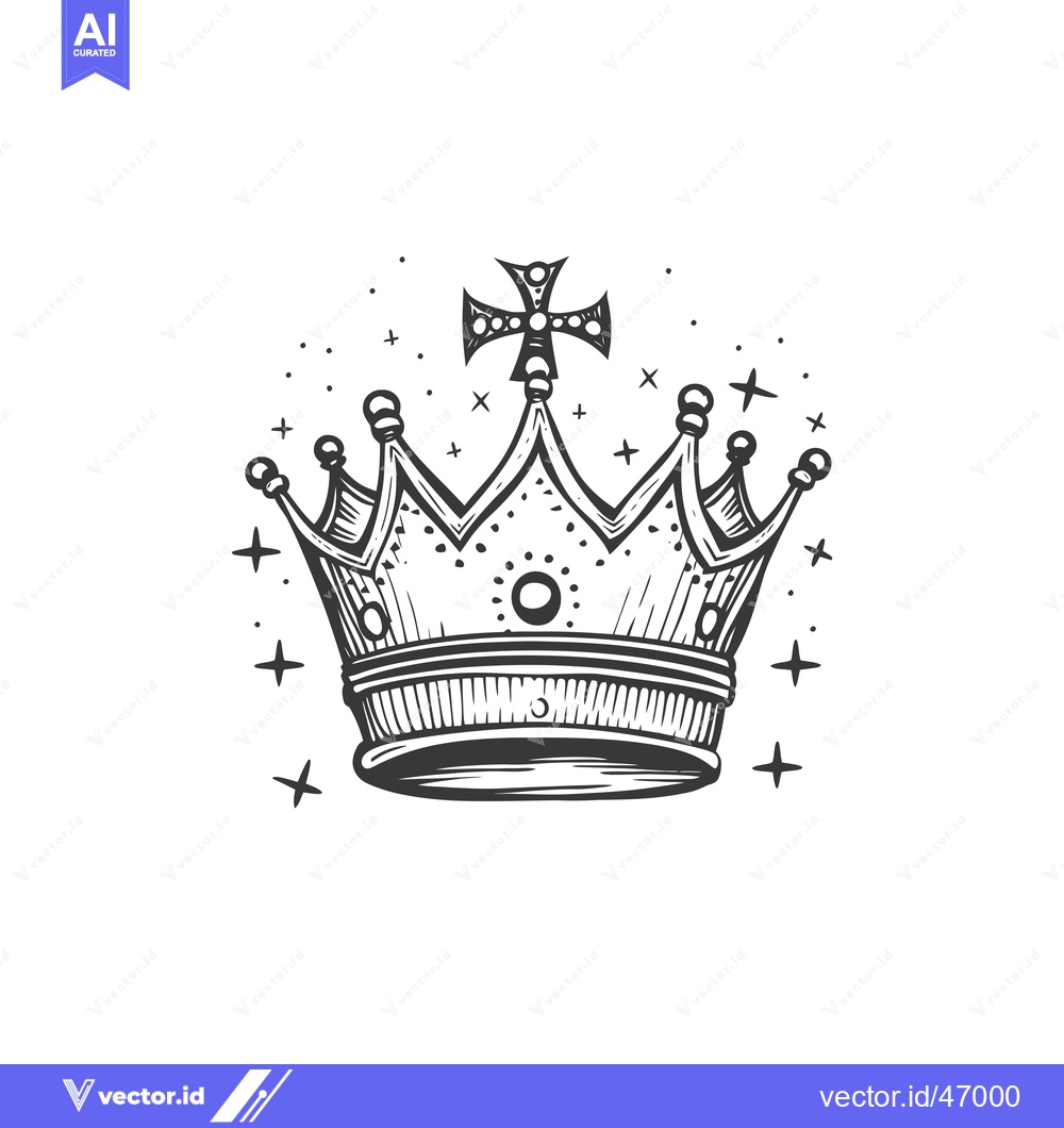 Premium Vector dari Hand-Drawn Sketch of a Royal Crown with a Cross Top