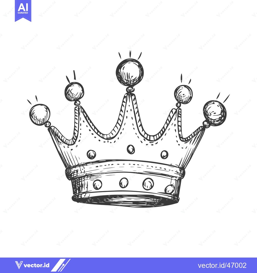 Premium Vector dari Hand-drawn sketch of a royal crown with five round embellishments