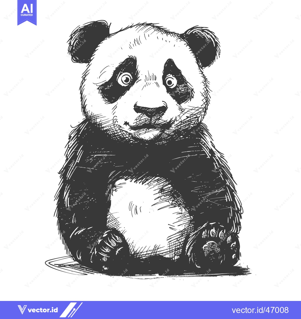 Premium Vector of Hand-drawn Sketch of a Sad Panda Bear