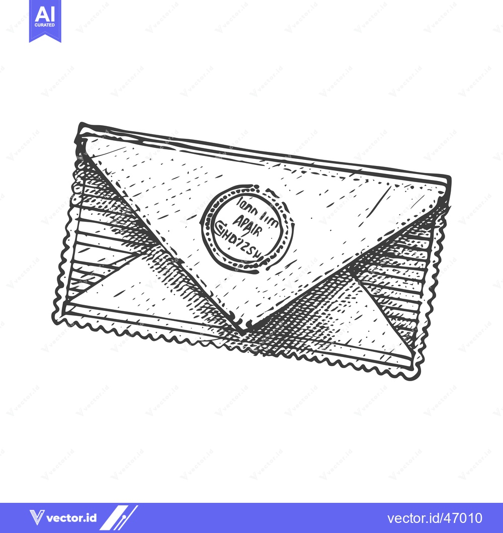 Premium Vector dari Hand-Drawn Sketch of a Sealed Envelope with a Stamp