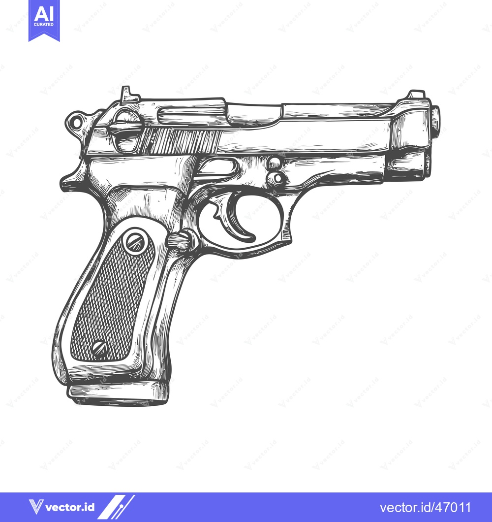 Premium Vector of Hand-drawn sketch of a semi-automatic pistol