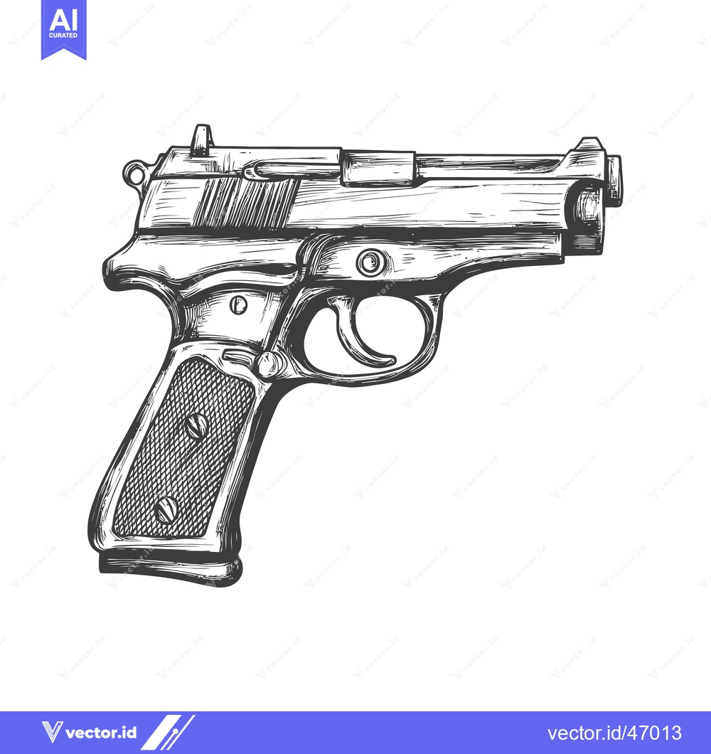 Premium Vector dari Detailed Sketch of a Handgun.