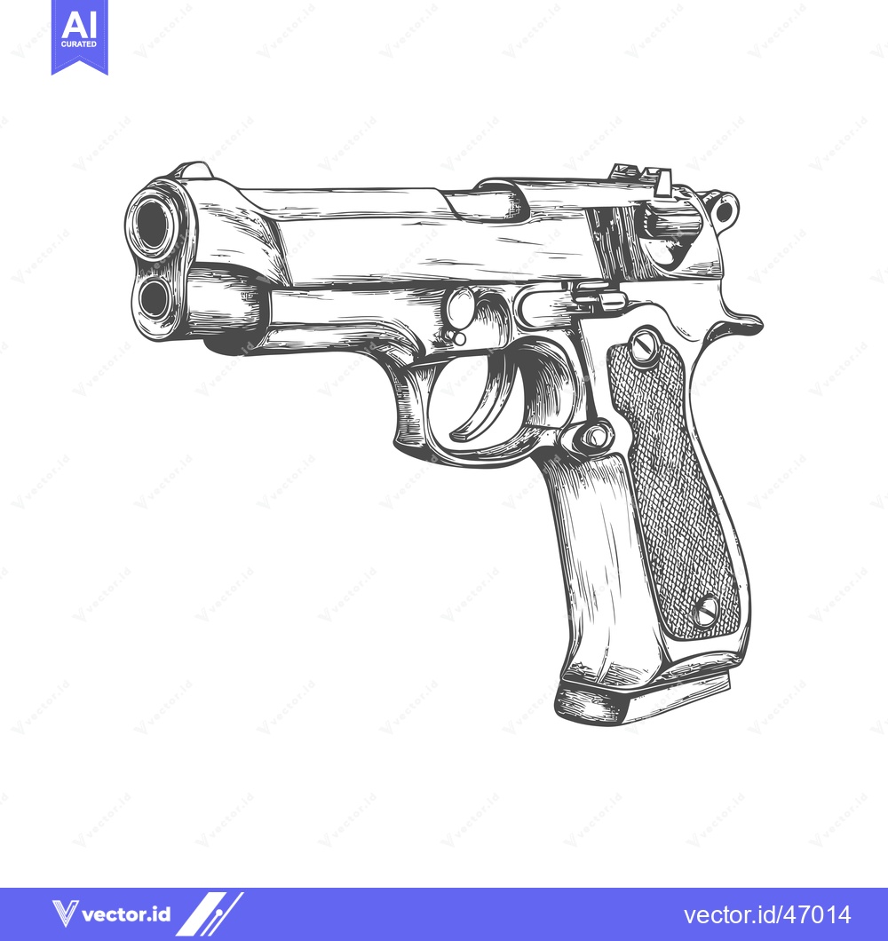 Premium Vector dari Handgun Drawing Illustration.