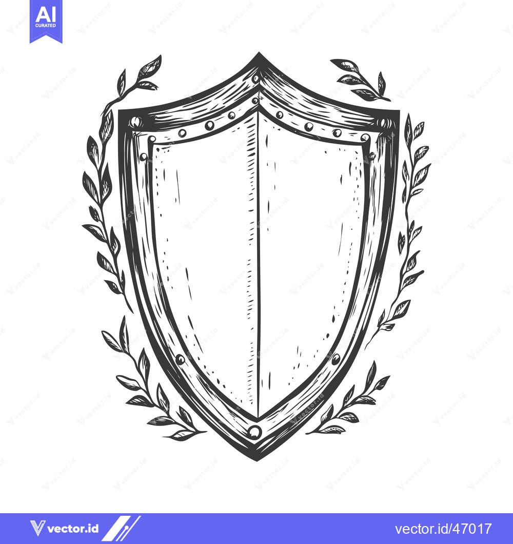 Premium Vector dari Hand-drawn sketch of a shield with a floral design