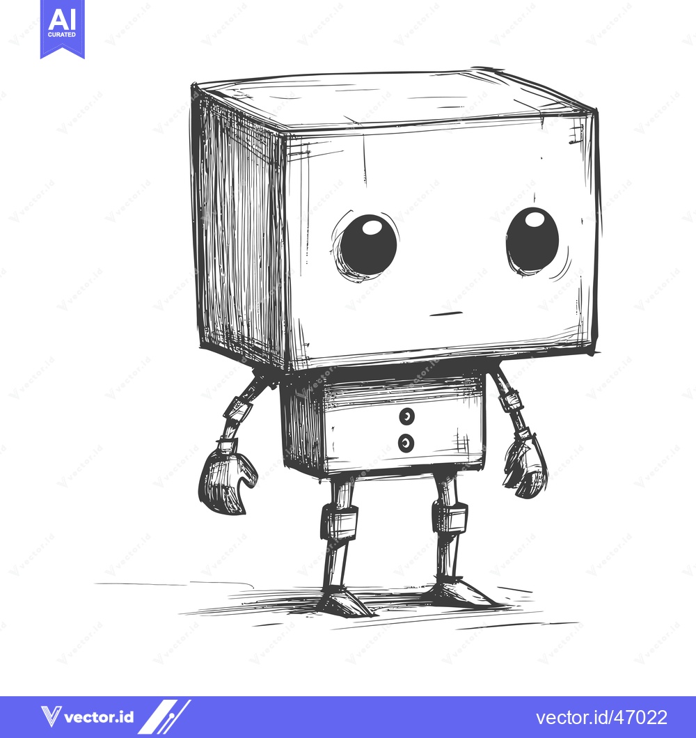Premium Vector of Hand-Drawn Sketch of a Simple, Box-Shaped Robot