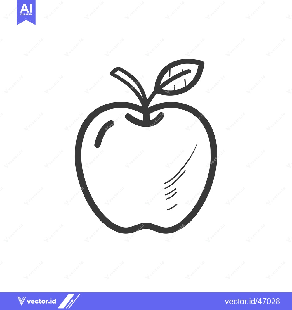 Premium Vector dari Hand-Drawn Sketch of a Single Apple with a Leaf