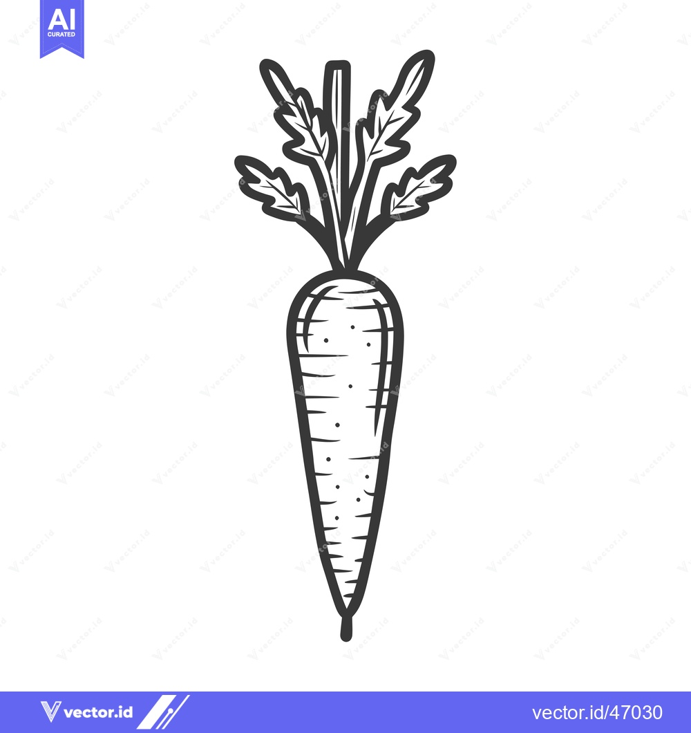 Premium Vector of Hand-drawn sketch of a single carrot with leaves