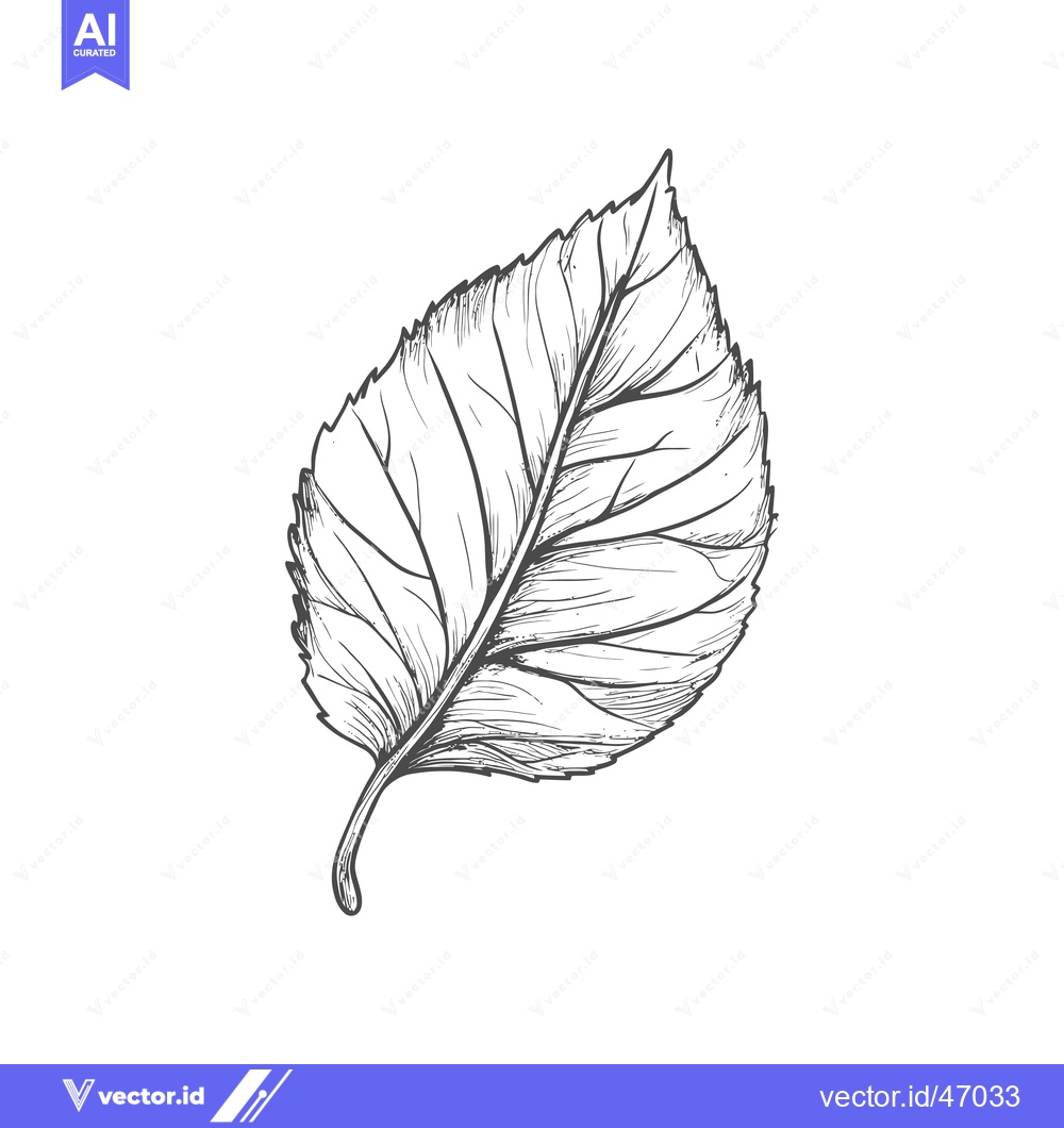 Premium Vector of Hand-Drawn Sketch of a Single, Detailed Leaf
