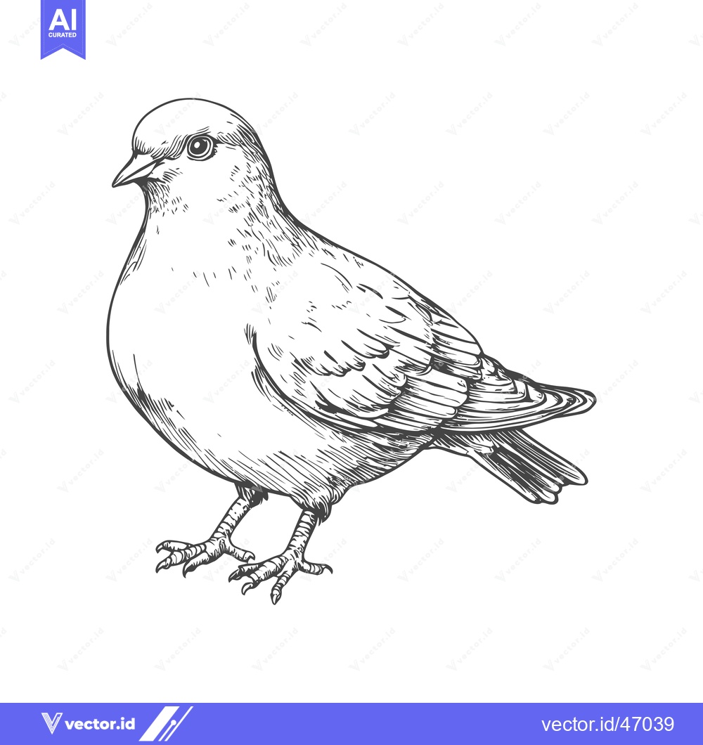 Premium Vector of Hand-Drawn Sketch of a Single Pigeon in Profile