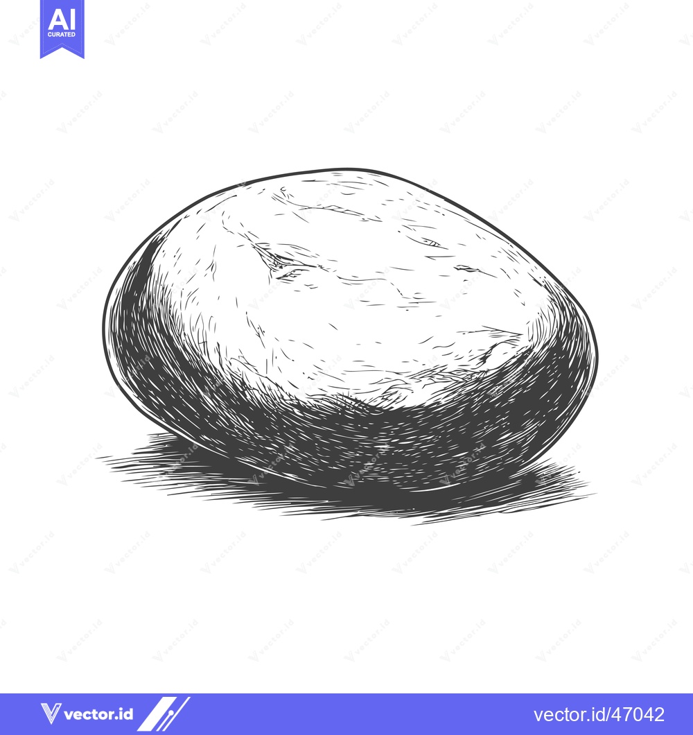 Premium Vector dari Hand-Drawn Sketch of a Single, Round, Brown Potato