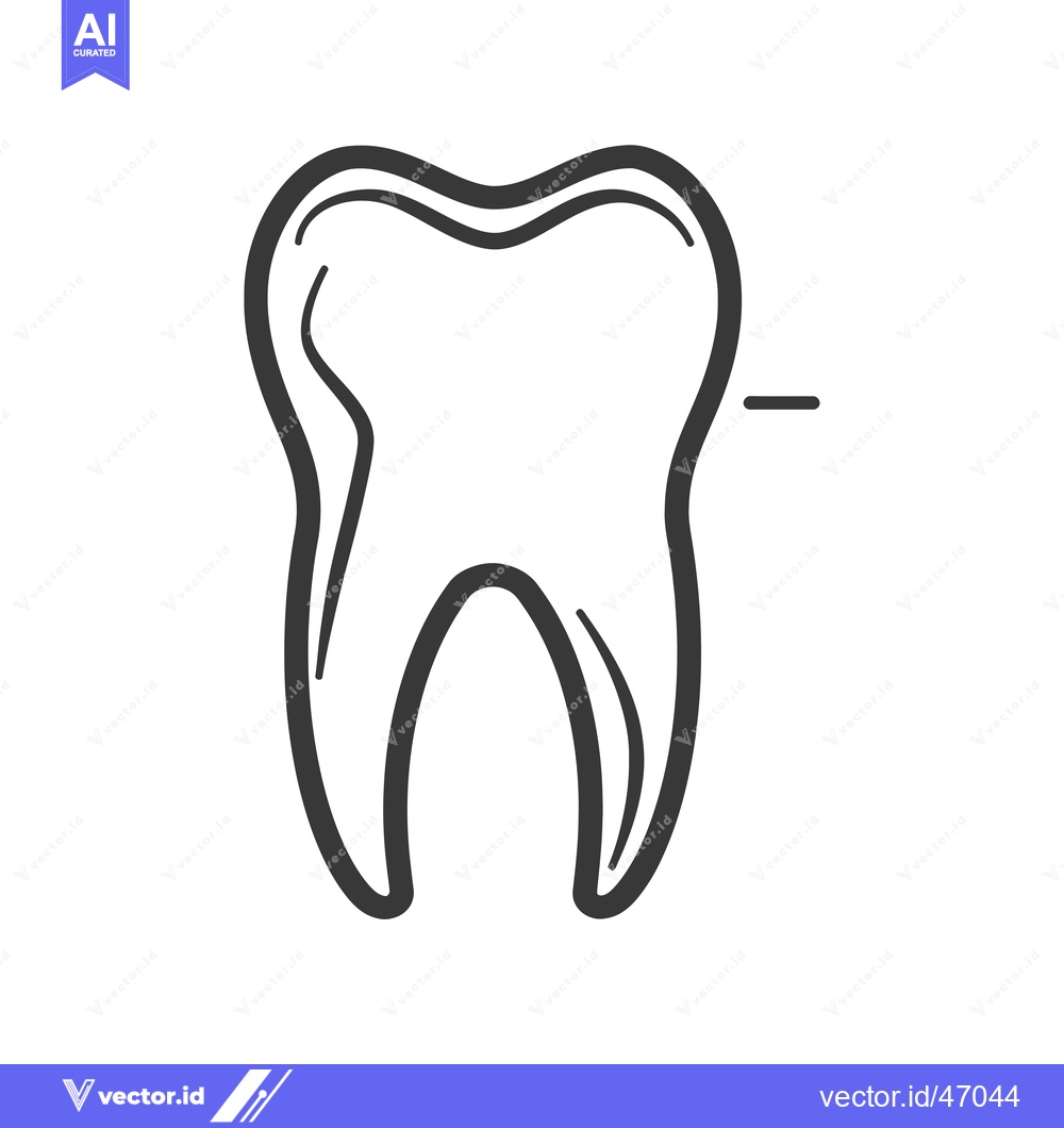 Premium Vector of Hand-Drawn Sketch of a Single Tooth with a Line Above It