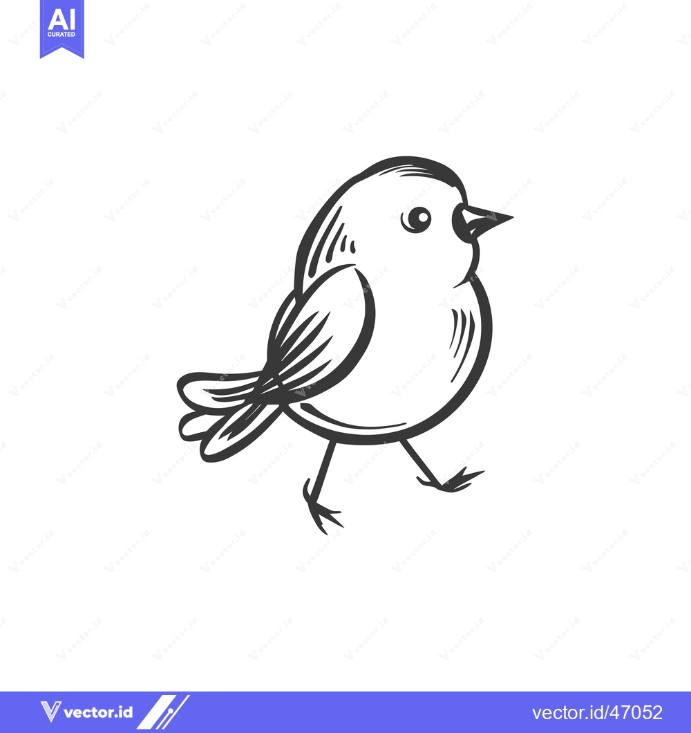 Premium Vector dari Hand-drawn sketch of a small bird with a round body and short legs