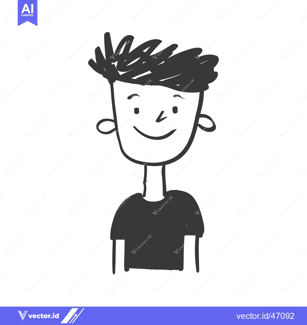 Premium Vector dari Hand-Drawn Sketch of a Smiling Boy with Spiky Hair