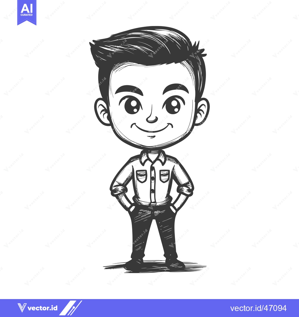 Premium Vector of Hand-drawn sketch of a smiling cartoon boy with short hair