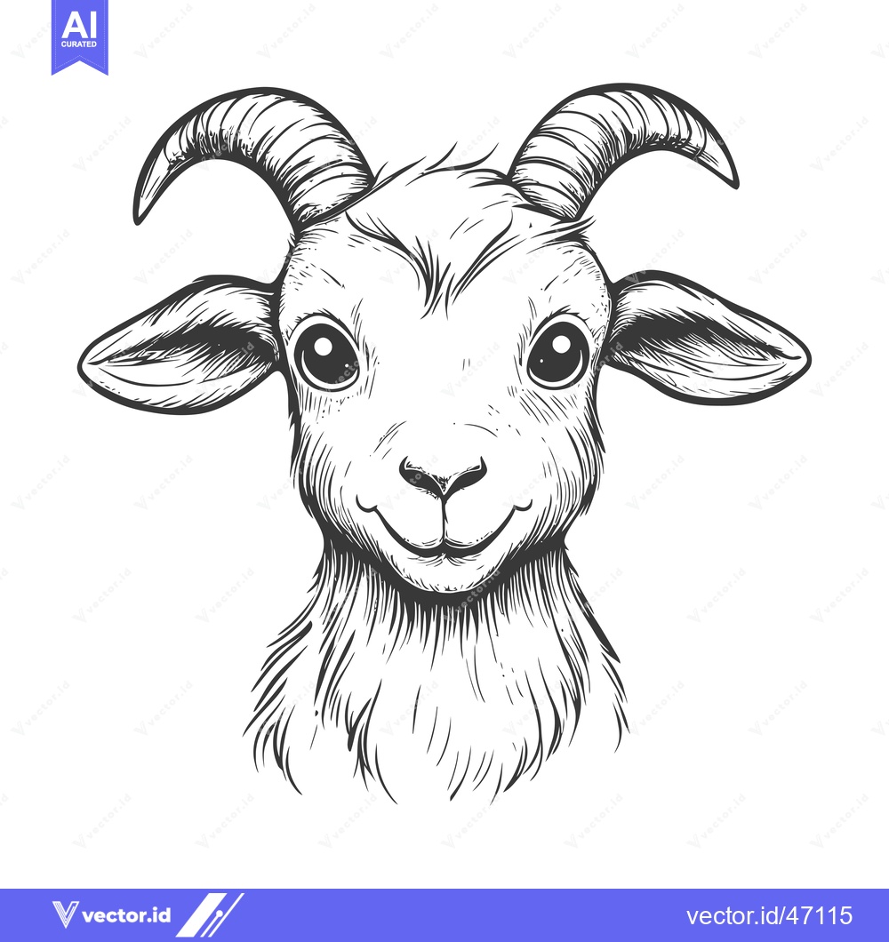Premium Vector dari Hand-Drawn Sketch of a Smiling Goat's Face
