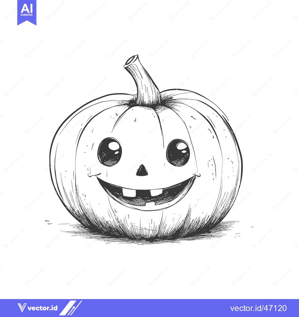 Premium Vector dari Hand-Drawn Sketch of a Smiling Jack-o'-Lantern Pumpkin