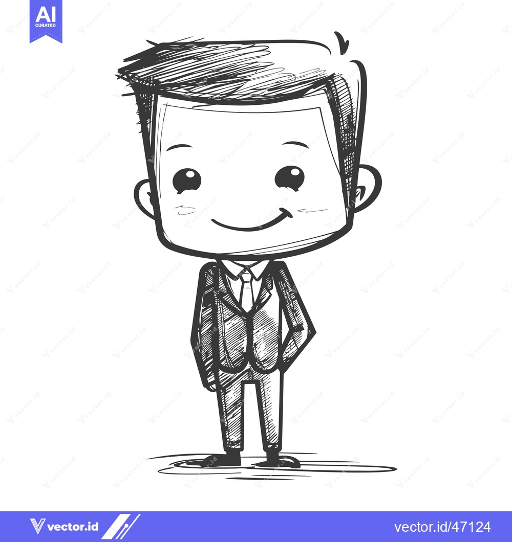 Premium Vector dari Hand-Drawn Sketch of a Smiling Man in a Suit