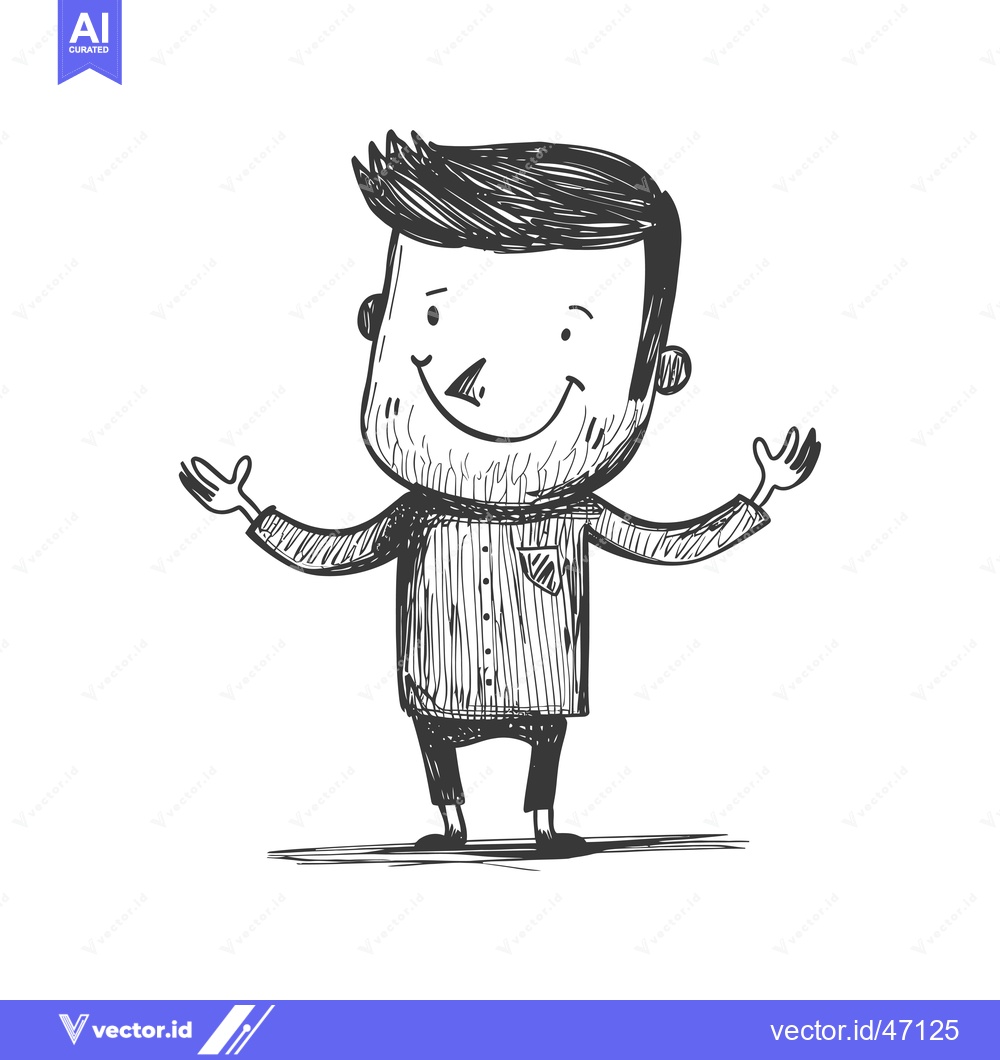 Premium Vector of Hand-drawn sketch of a smiling man with arms outstretched