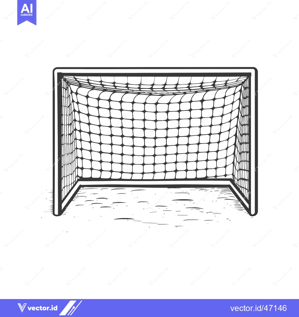 Premium Vector of Hand-Drawn Sketch of a Soccer Goal with Net