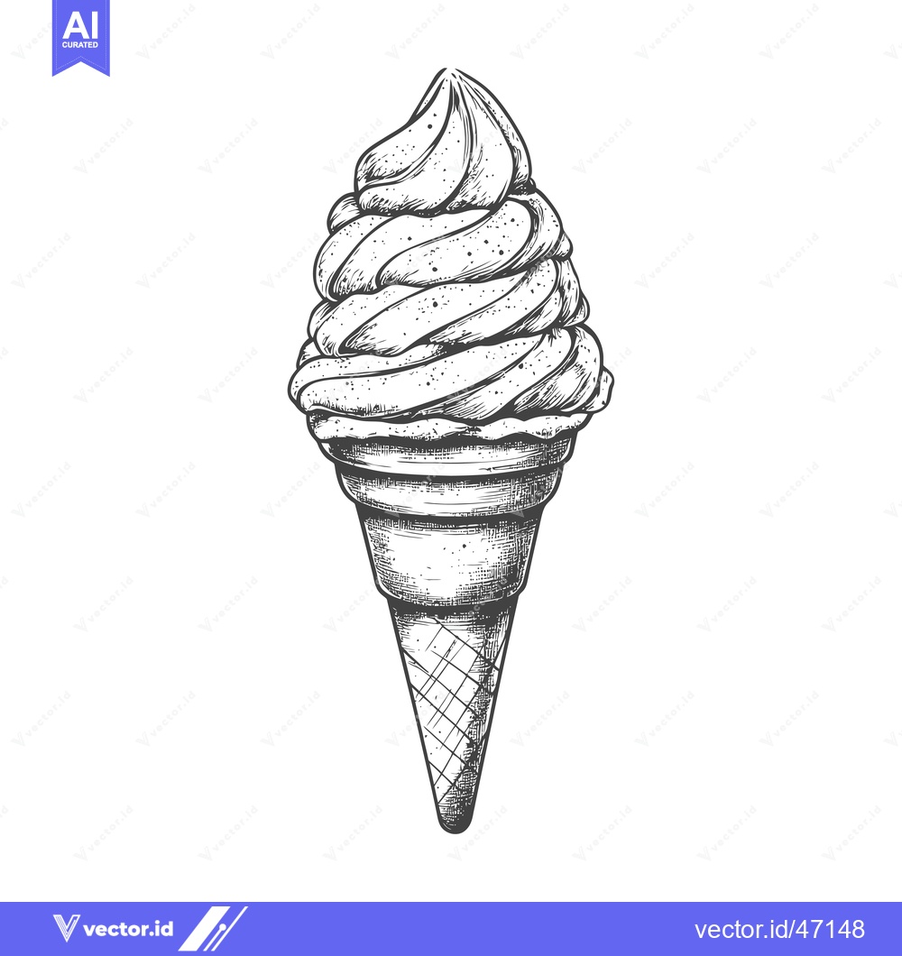 Premium Vector dari Hand-Drawn Sketch of a Soft-Serve Ice Cream Cone