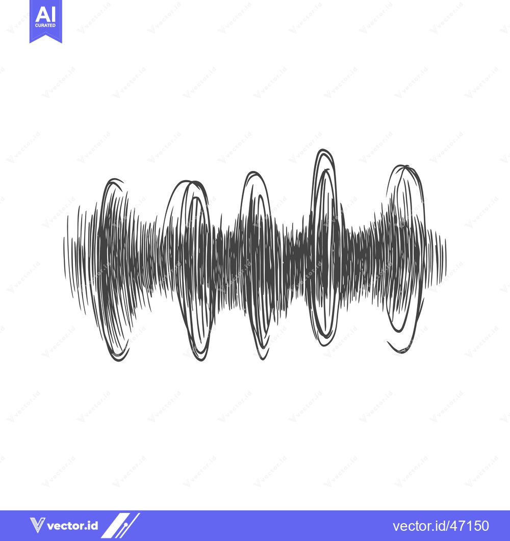Premium Vector of Hand-drawn sketch of a sound wave in black and white