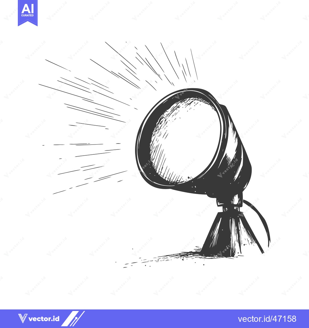 Premium Vector dari Hand-Drawn Sketch of a Spotlight with Radiating Rays