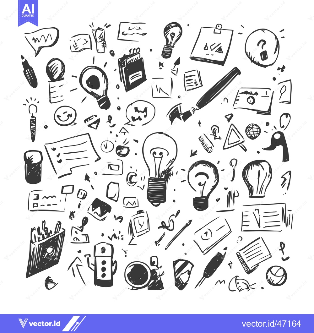 Premium Vector dari Hand-Drawn Sketch of Assorted Office Supplies and Ideas