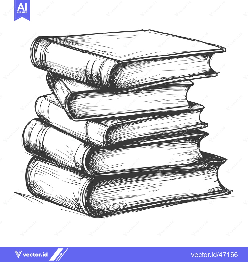 Premium Vector dari Hand-drawn sketch of a stack of books
