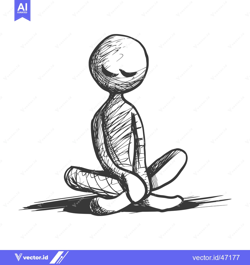 Premium Vector dari Hand-Drawn Sketch of a Stick Figure in a Meditation Pose