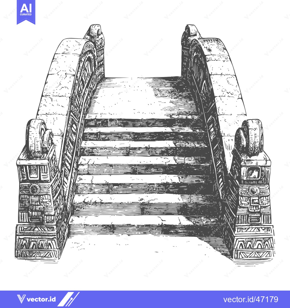 Premium Vector of Hand-drawn sketch of a stone arch bridge with intricate details