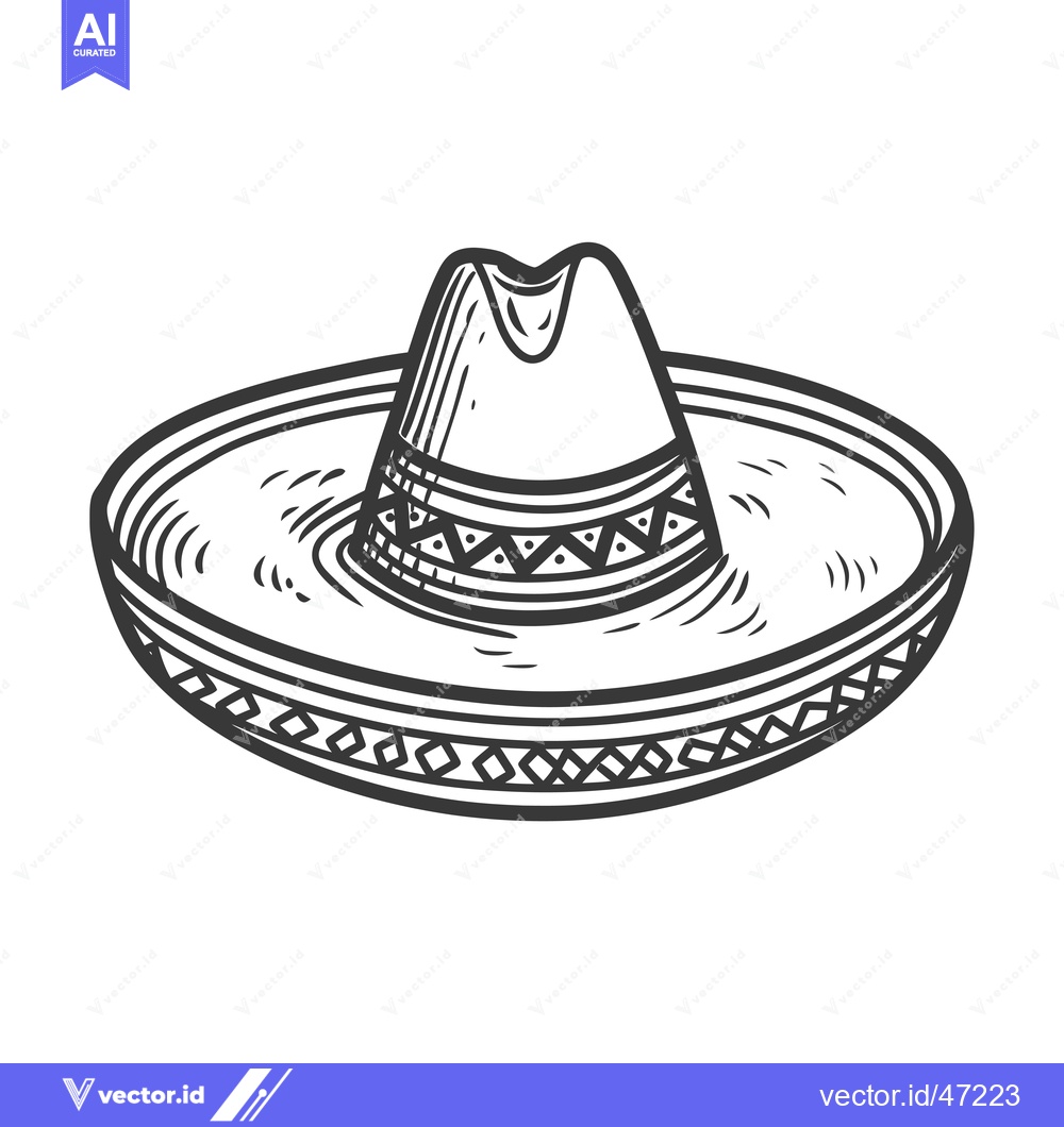 Premium Vector of Hand-Drawn Sketch of a Traditional Mexican Sombrero