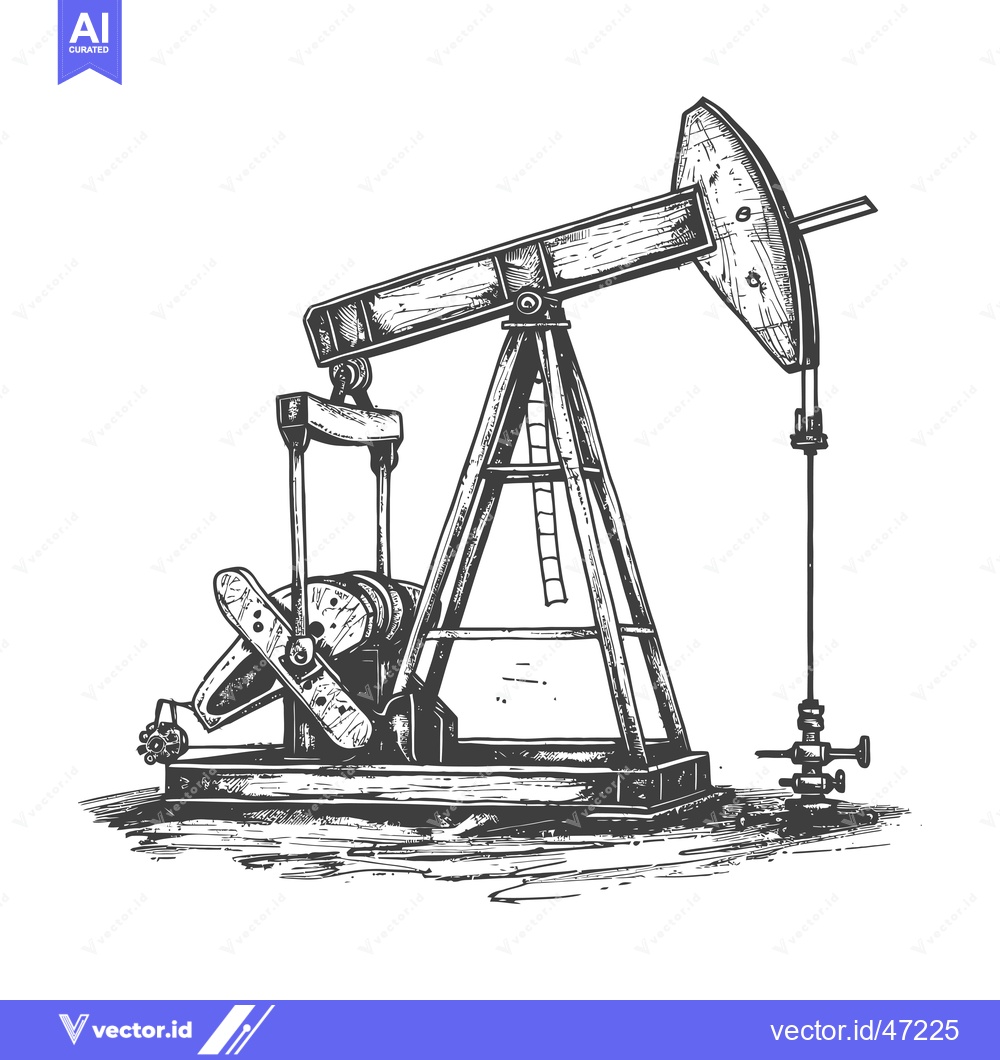 Premium Vector dari Hand-Drawn Sketch of a Traditional Oil Pump Jack