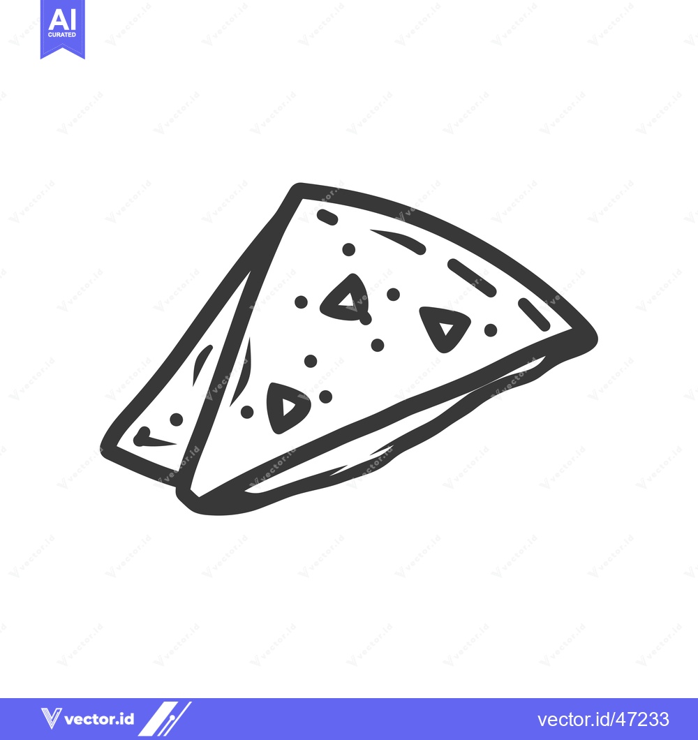 Premium Vector dari Hand-Drawn Sketch of a Triangular Food Item with Dots