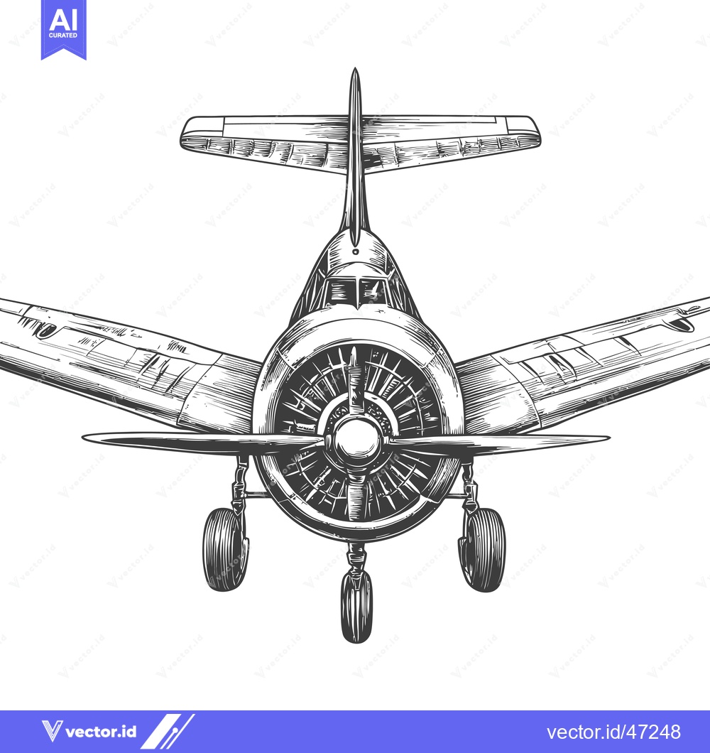 Premium Vector of Hand-Drawn Sketch of a Vintage Airplane's Front View