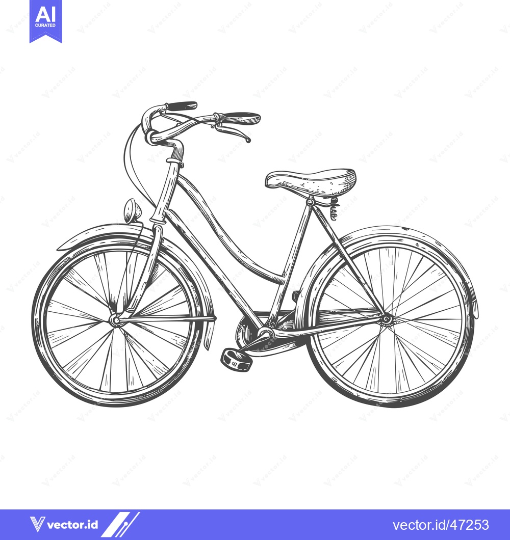 Premium Vector of Hand-drawn Sketch of a Vintage Bicycle with Spoked Wheels