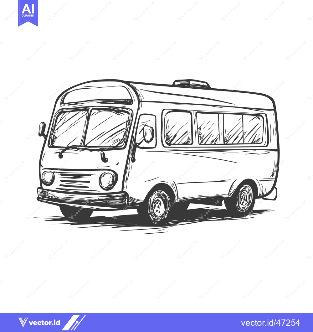 Premium Vector of Hand-drawn Sketch of a Vintage Bus