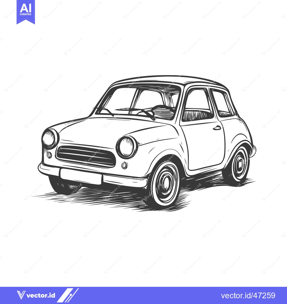 Premium Vector of Hand-Drawn Sketch of a Vintage Car