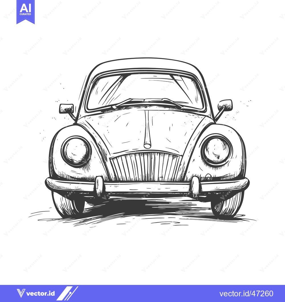 Premium Vector of Hand-drawn Sketch of a Vintage Car Front View