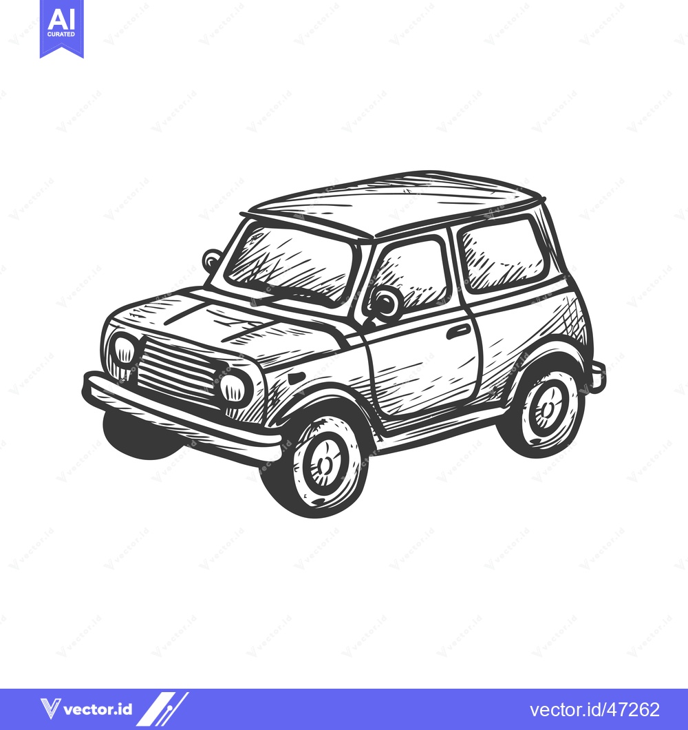 Premium Vector dari Hand-drawn sketch of a vintage car with a detailed design