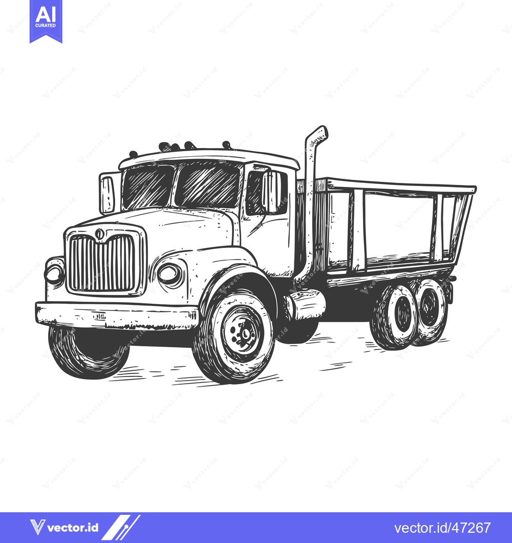 Premium Vector of Hand-Drawn Sketch of a Vintage Dump Truck