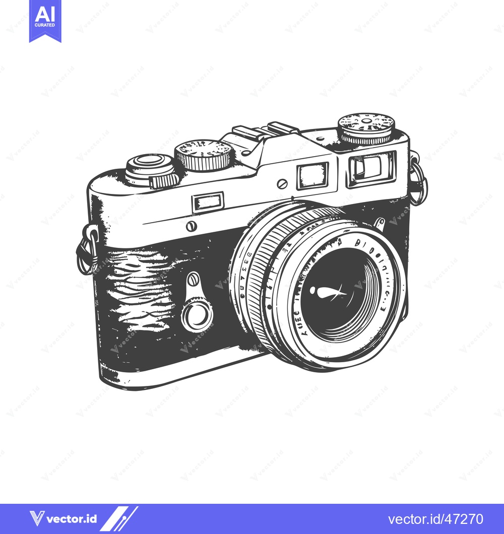 Premium Vector dari Hand-drawn sketch of a vintage film camera