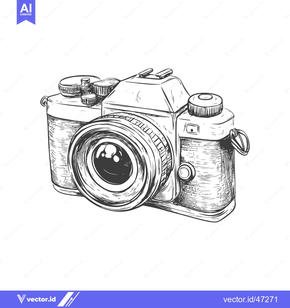 Premium Vector of Hand-Drawn Sketch of a Vintage Film Camera