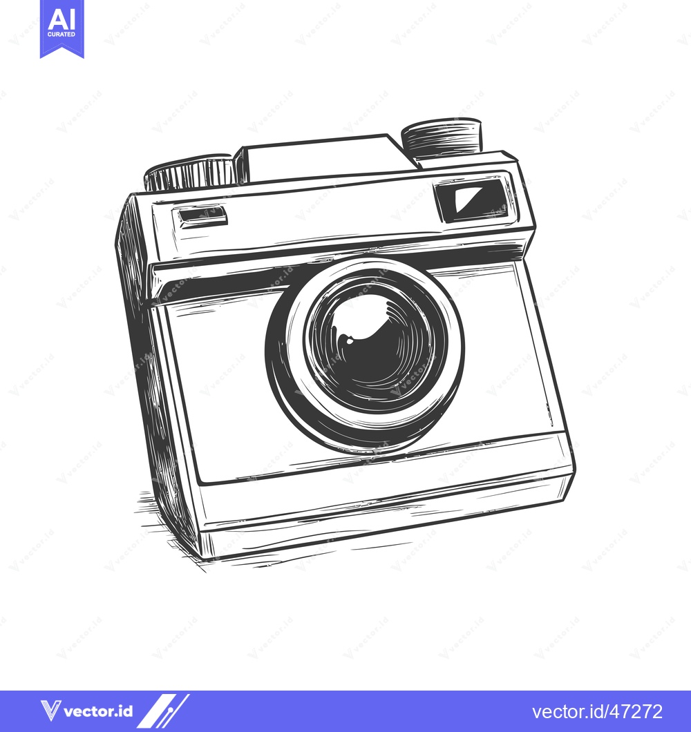 Premium Vector dari Hand-drawn Sketch of a Vintage Film Camera