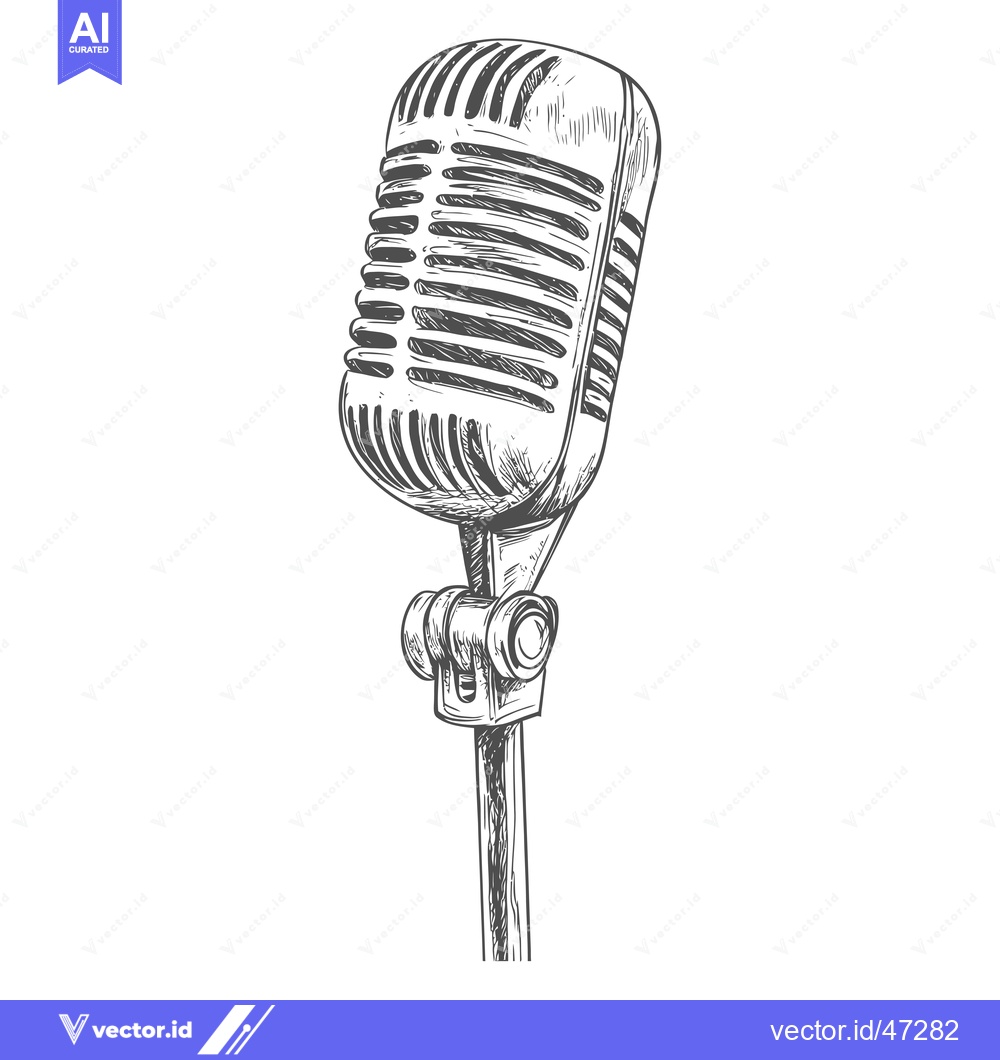Premium Vector of Hand-drawn Sketch of a Vintage Microphone