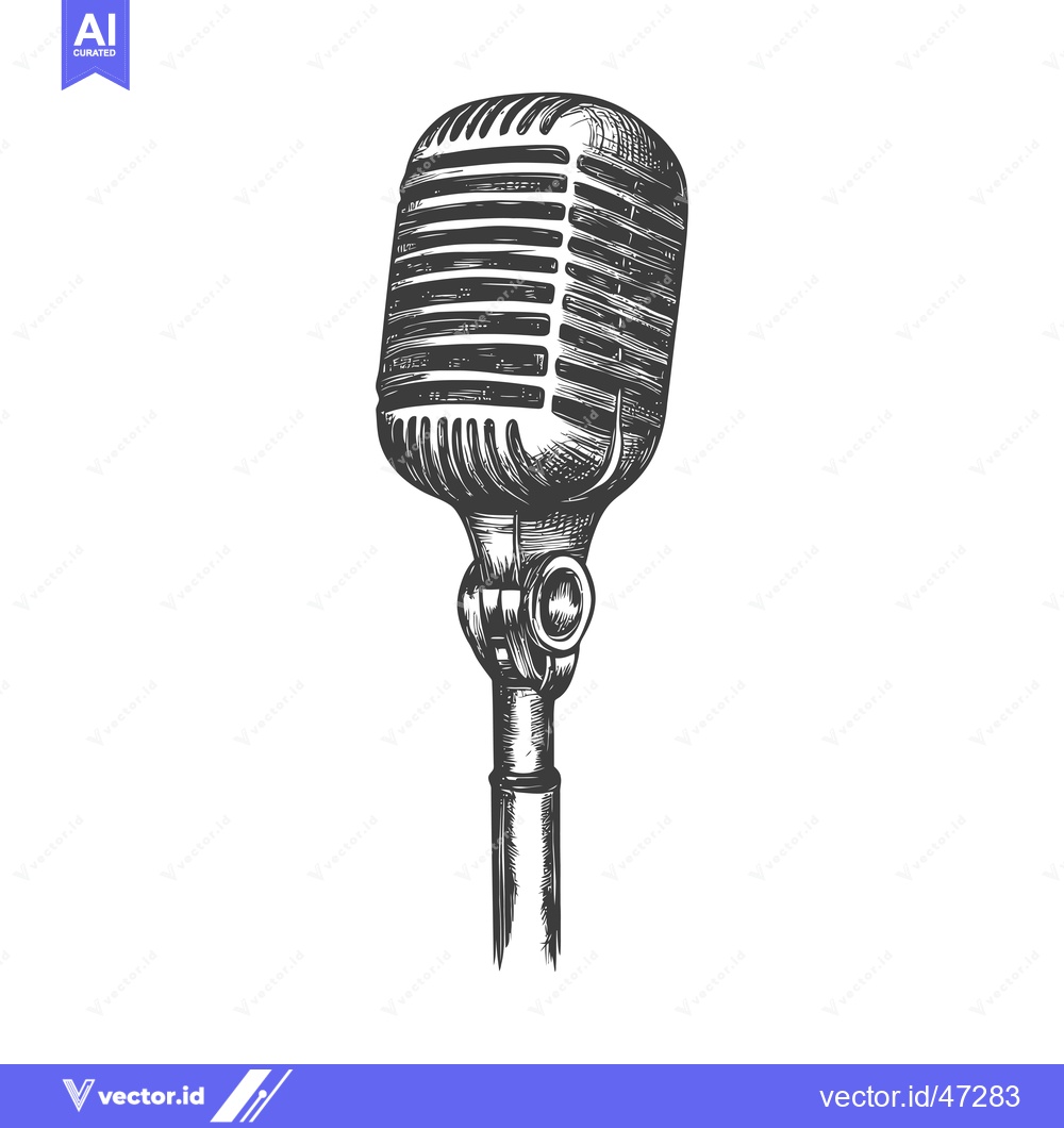 Premium Vector dari Hand-Drawn Sketch of a Vintage Microphone