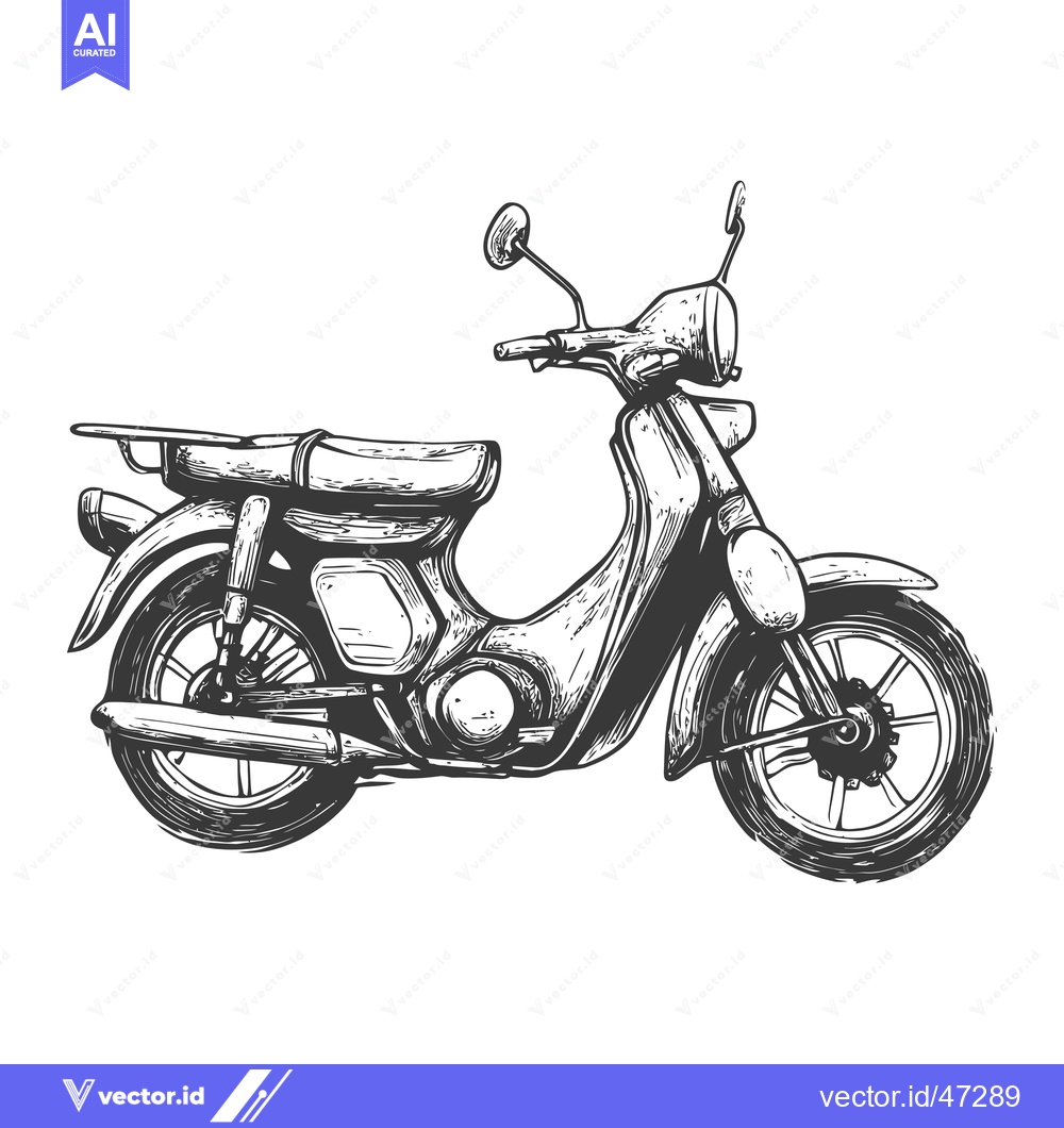Premium Vector dari Hand-drawn sketch of a vintage motorcycle