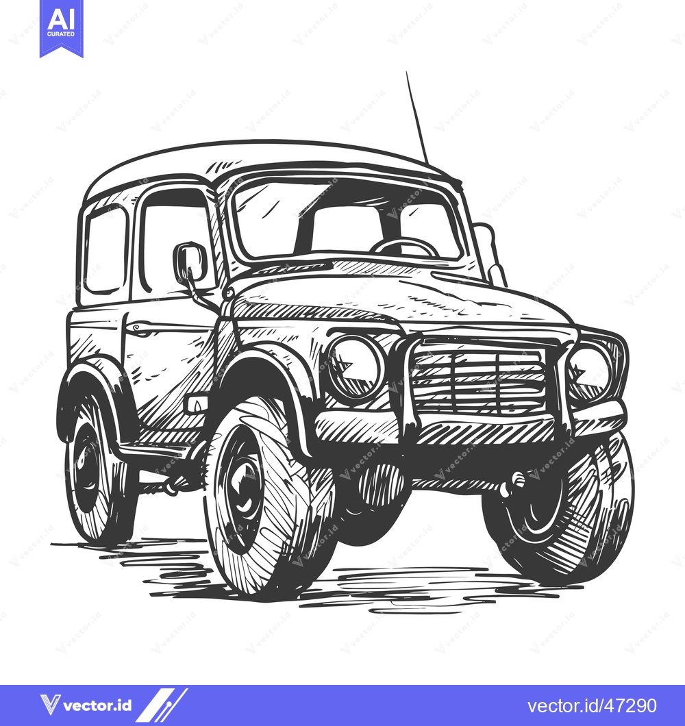 Premium Vector of Hand-drawn sketch of a vintage off-road vehicle
