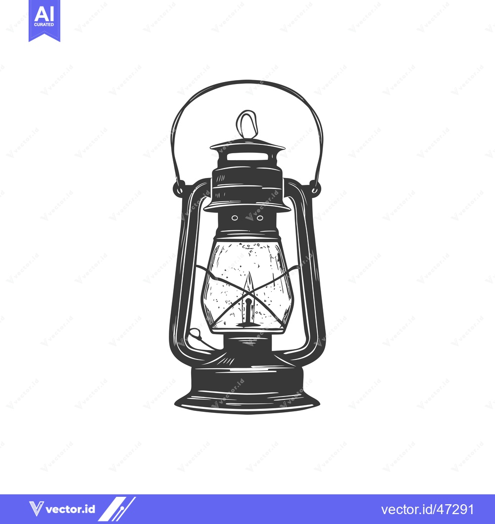Premium Vector of Hand-Drawn Sketch of a Vintage Oil Lamp