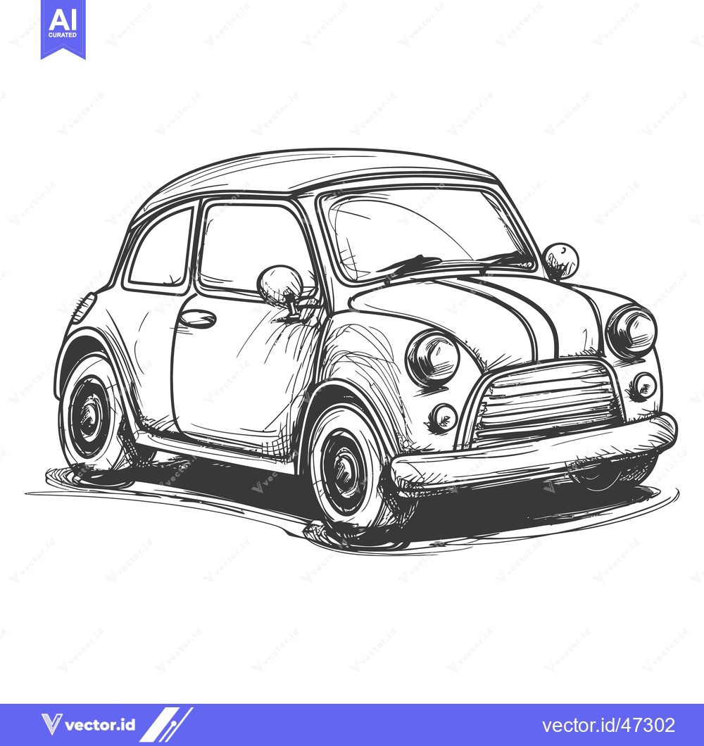 Premium Vector of Hand-Drawn Sketch of a Vintage Sedan Car