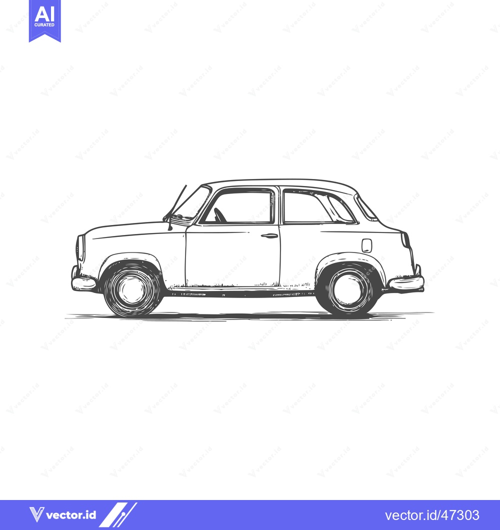 Premium Vector of Hand-drawn Sketch of a Vintage Sedan Car
